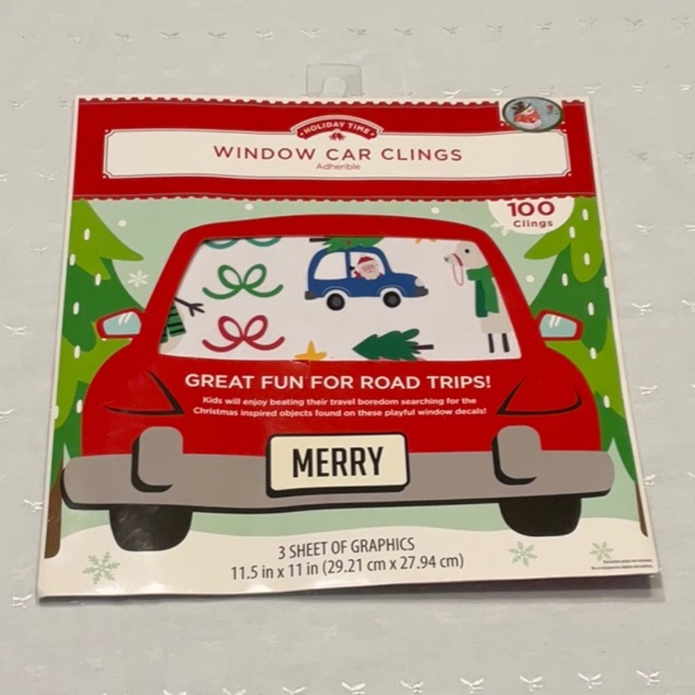 Holiday Time Window Car Clings 100 Adherible Clings